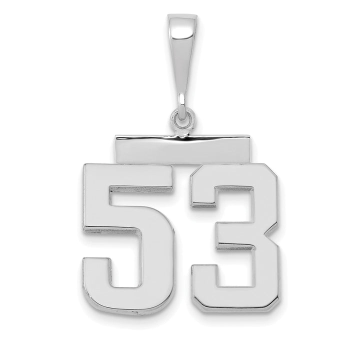 14k White Gold Polished Finish Medium Size Number 53 Charm Pendant