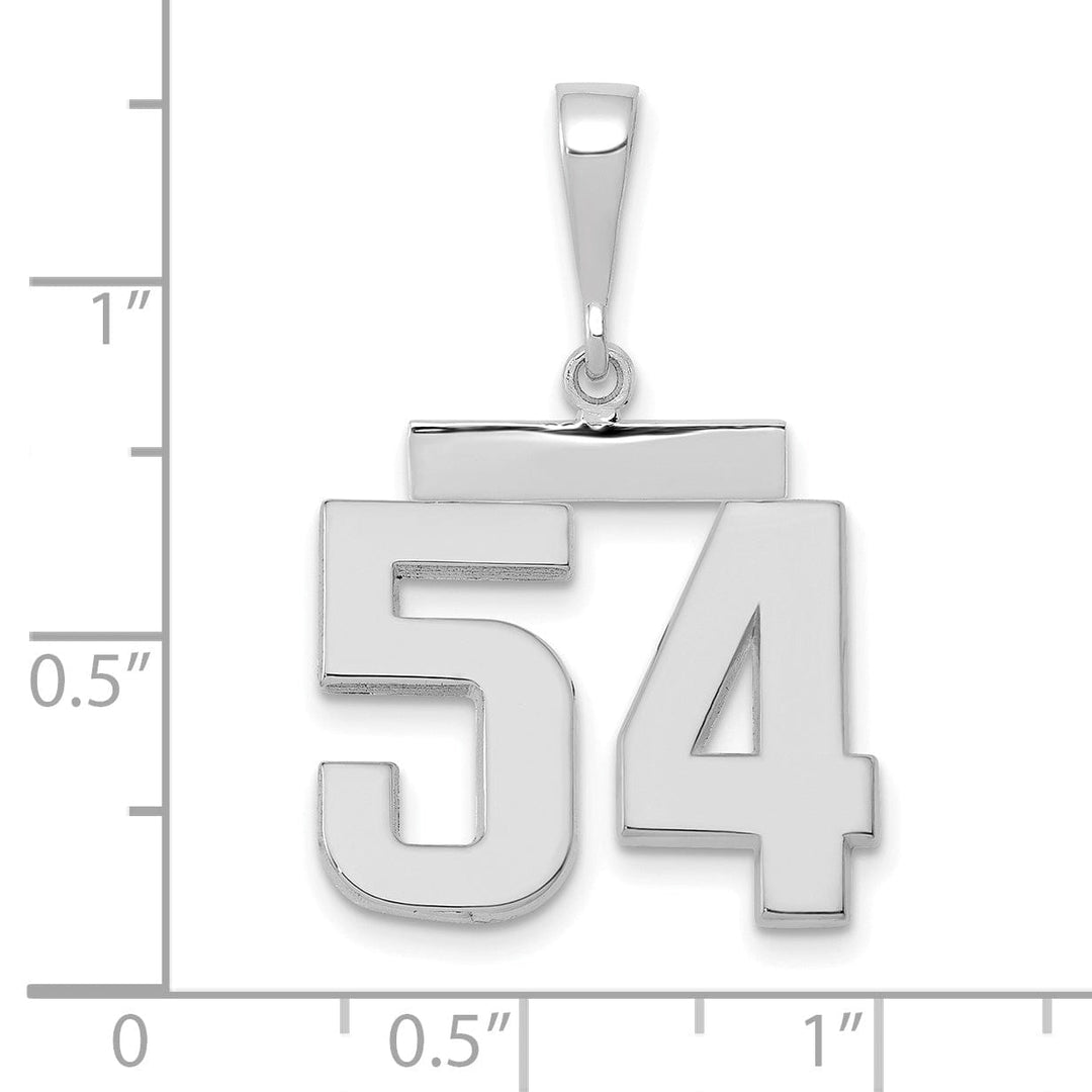 14k White Gold Polished Finish Medium Size Number 54 Charm Pendant