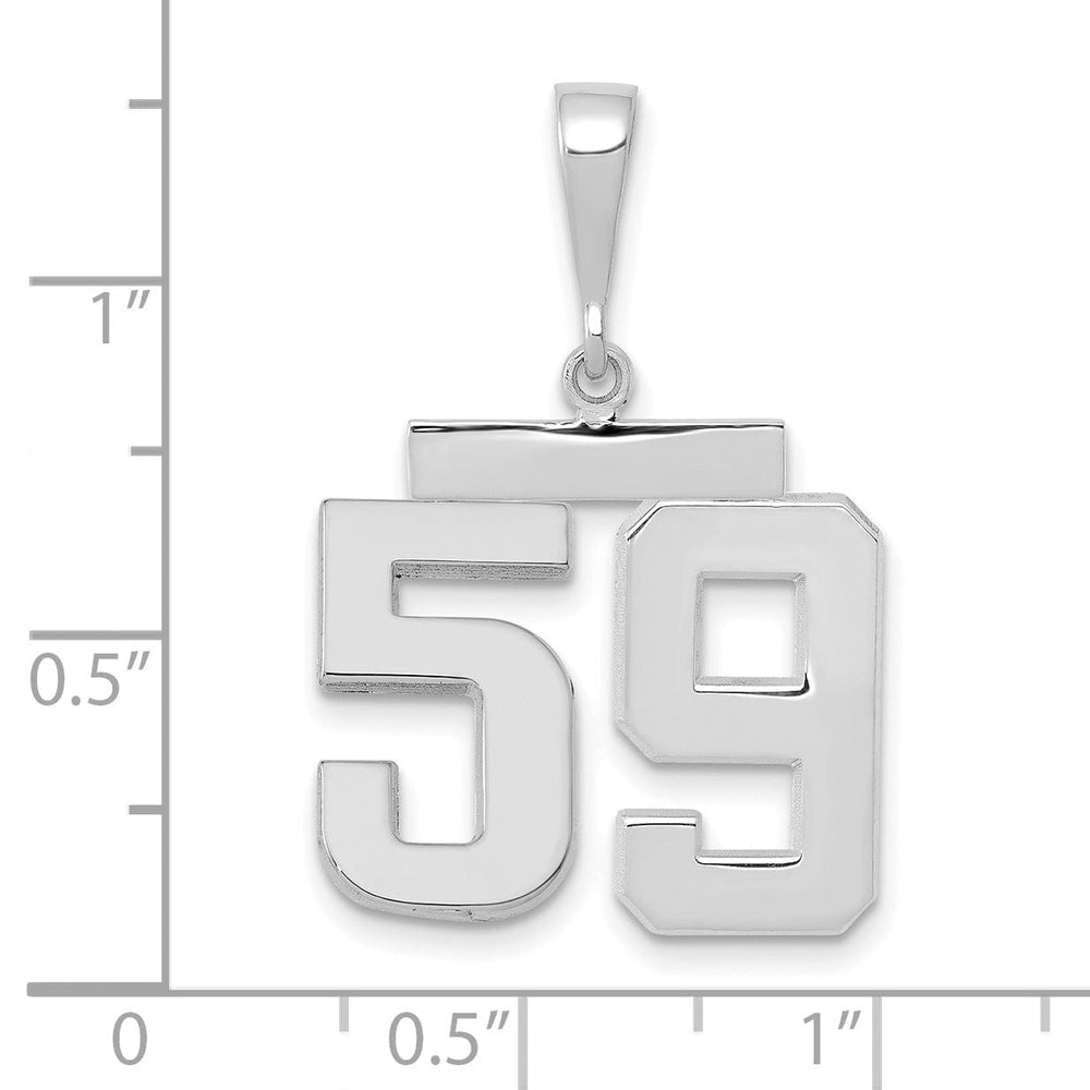 14k White Gold Polished Finish Medium Size Number 59 Charm Pendant