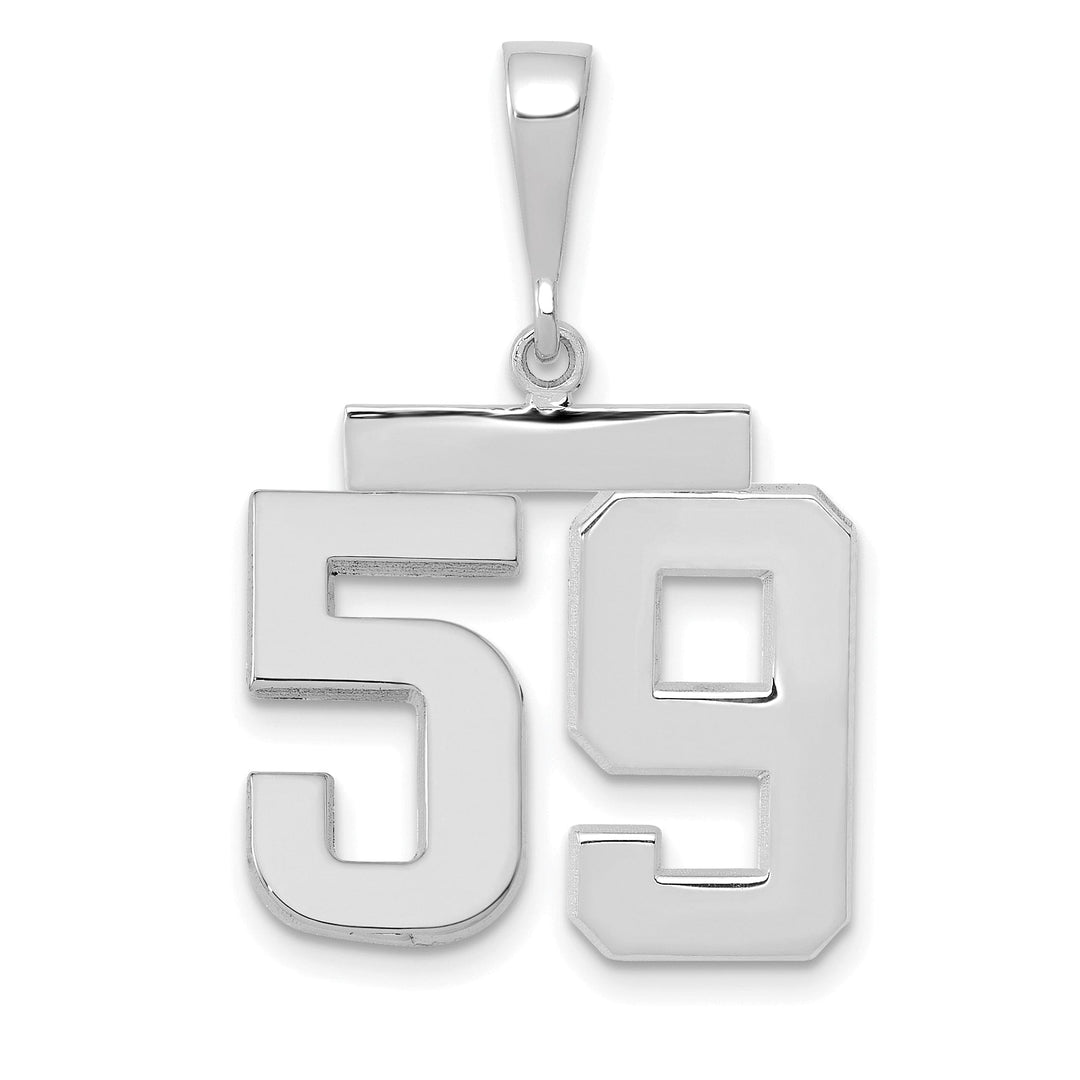 14k White Gold Polished Finish Medium Size Number 59 Charm Pendant