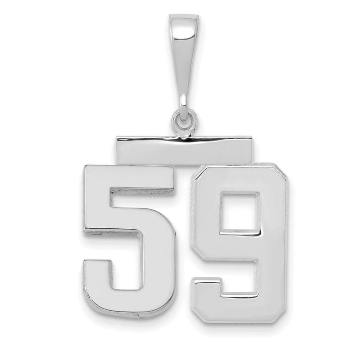 14k White Gold Polished Finish Medium Size Number 59 Charm Pendant