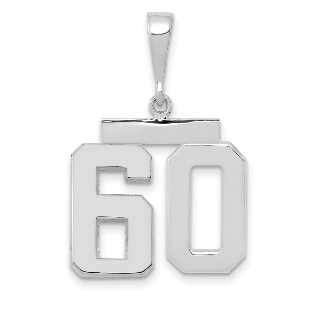 14k White Gold Polished Finish Medium Size Number 60 Charm Pendant