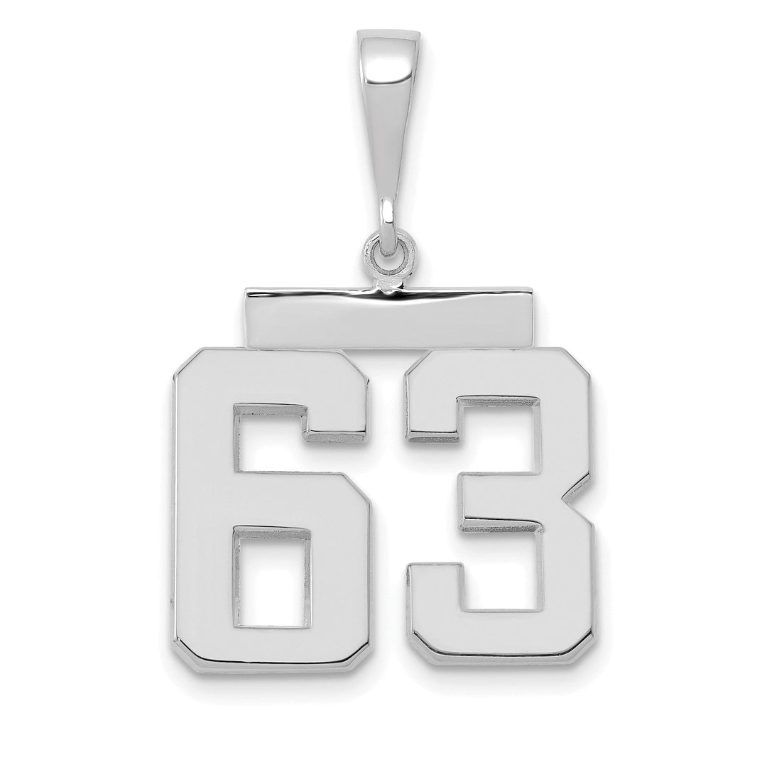 14k White Gold Polished Finish Medium Size Number 63 Charm Pendant