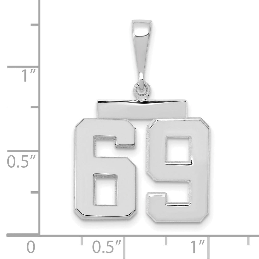 14k White Gold Polished Finish Medium Size Number 69 Charm Pendant