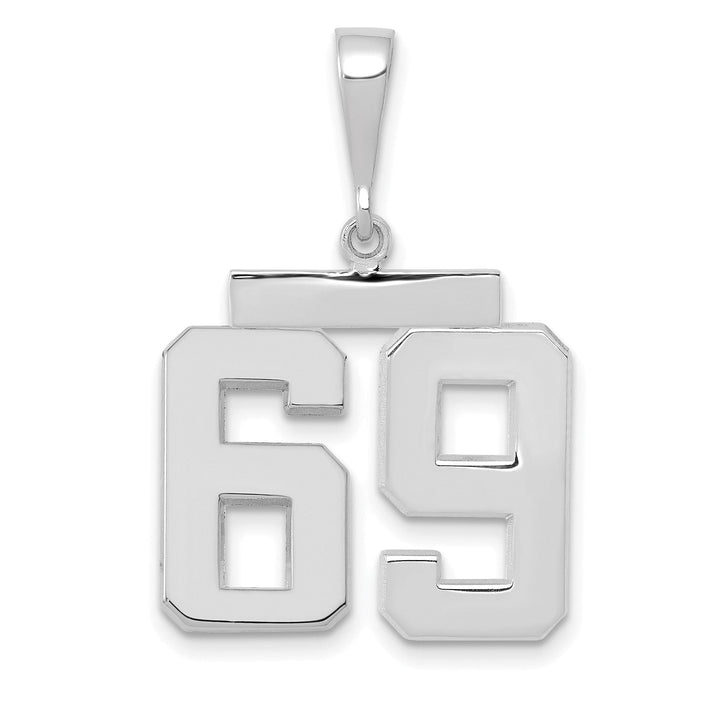 14k White Gold Polished Finish Medium Size Number 69 Charm Pendant