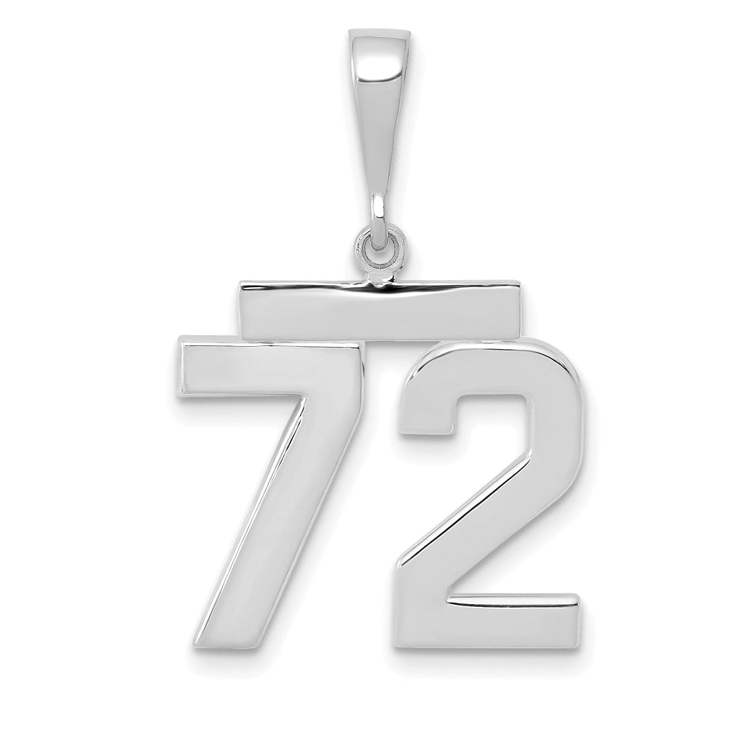 14k White Gold Polished Finish Medium Size Number 72 Charm Pendant