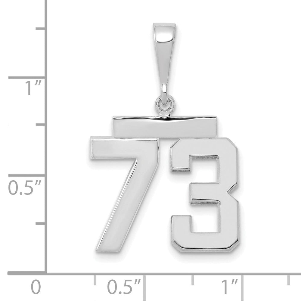 14k White Gold Polished Finish Medium Size Number 73 Charm Pendant