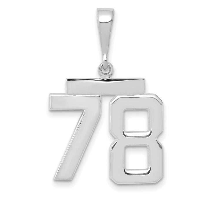 14k White Gold Polished Finish Medium Size Number 78 Charm Pendant