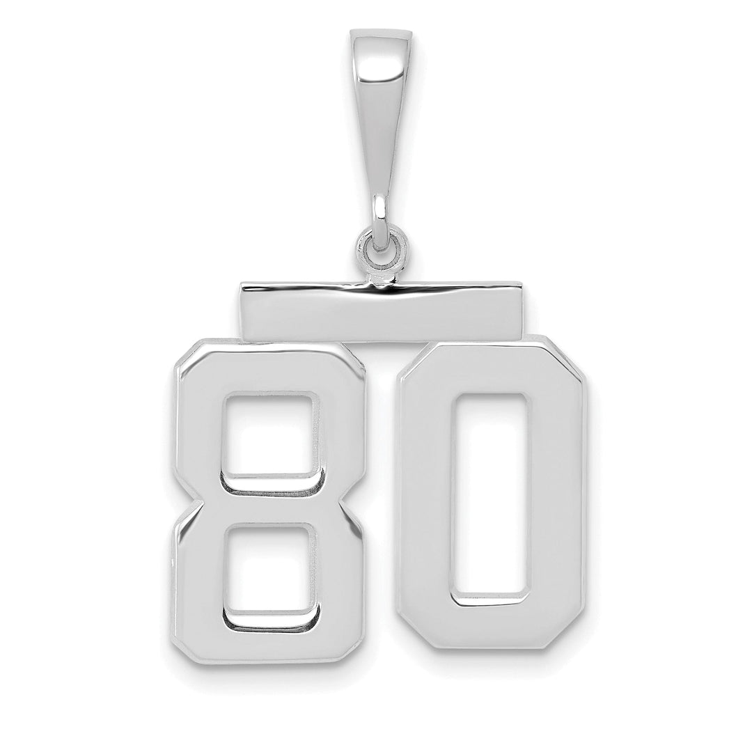 14k White Gold Polished Finish Medium Size Number 80 Charm Pendant