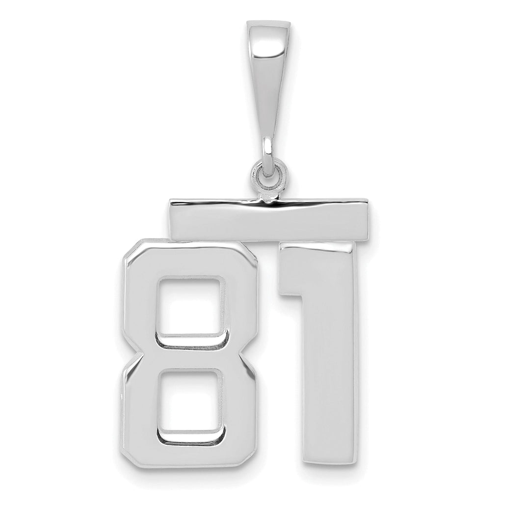 14k White Gold Polished Finish Medium Size Number 81 Charm Pendant