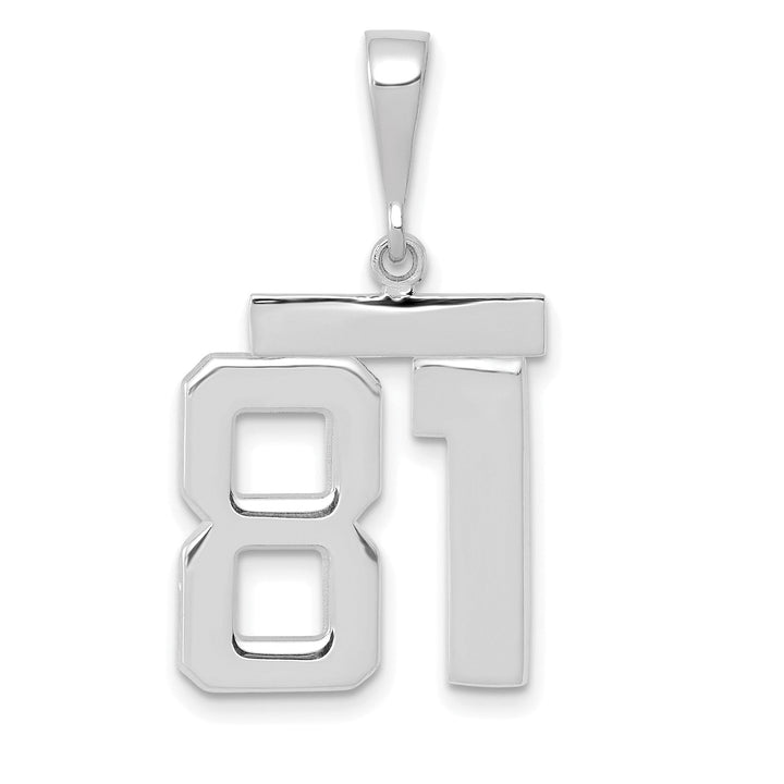 14k White Gold Polished Finish Medium Size Number 81 Charm Pendant