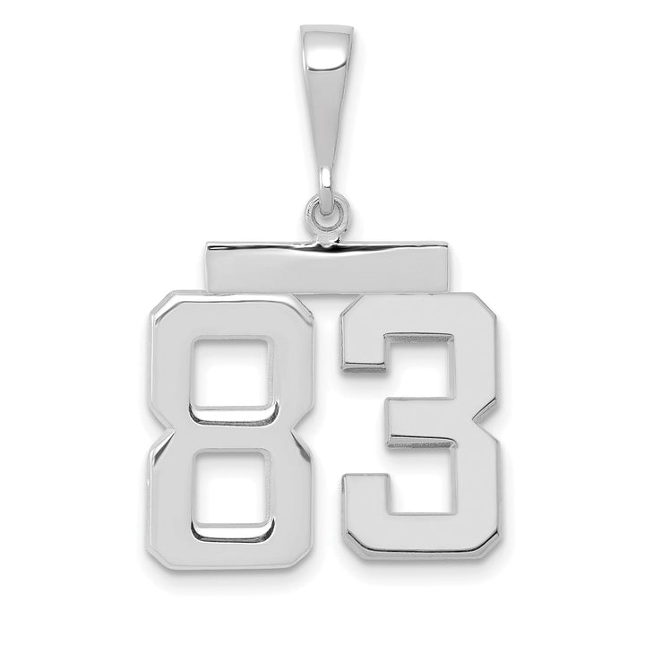 14k White Gold Polished Finish Medium Size Number 83 Charm Pendant