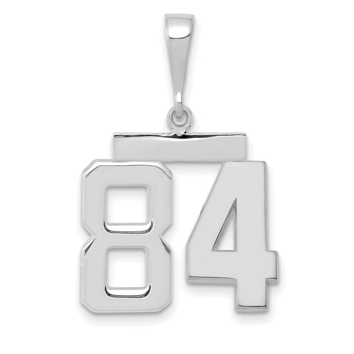 14k White Gold Polished Finish Medium Size Number 84 Charm Pendant