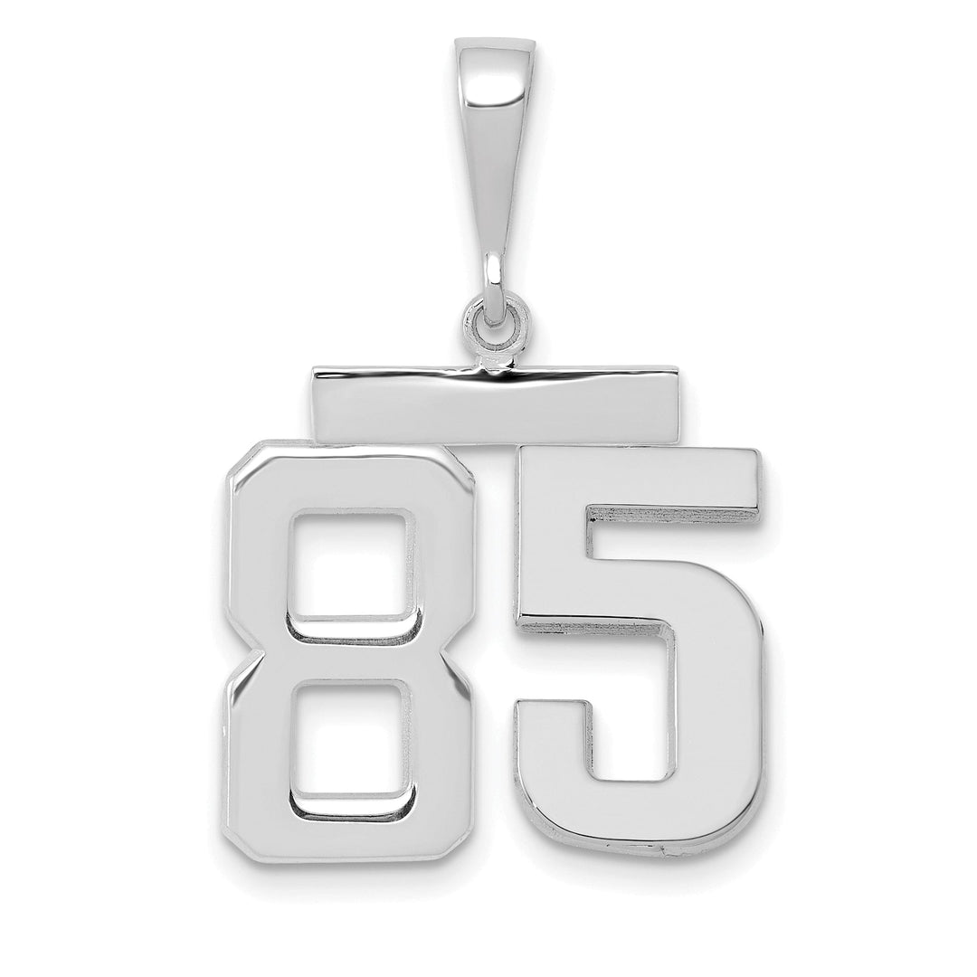 14k White Gold Polished Finish Medium Size Number 85 Charm Pendant