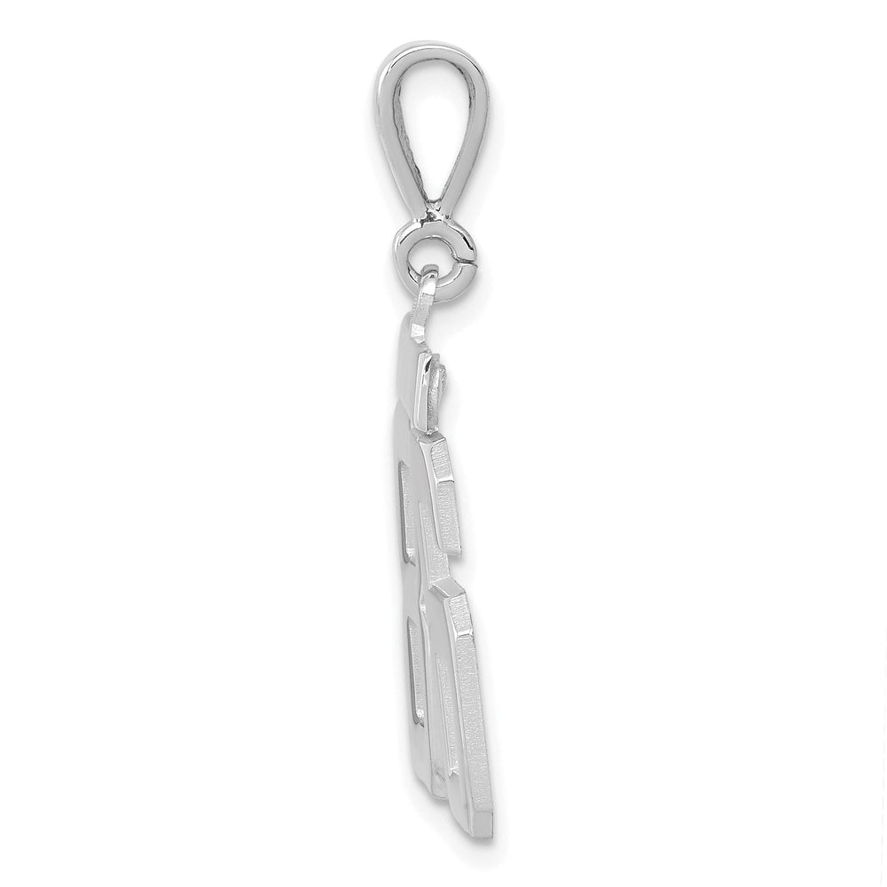 14k White Gold Polished Finish Medium Size Number 86 Charm Pendant