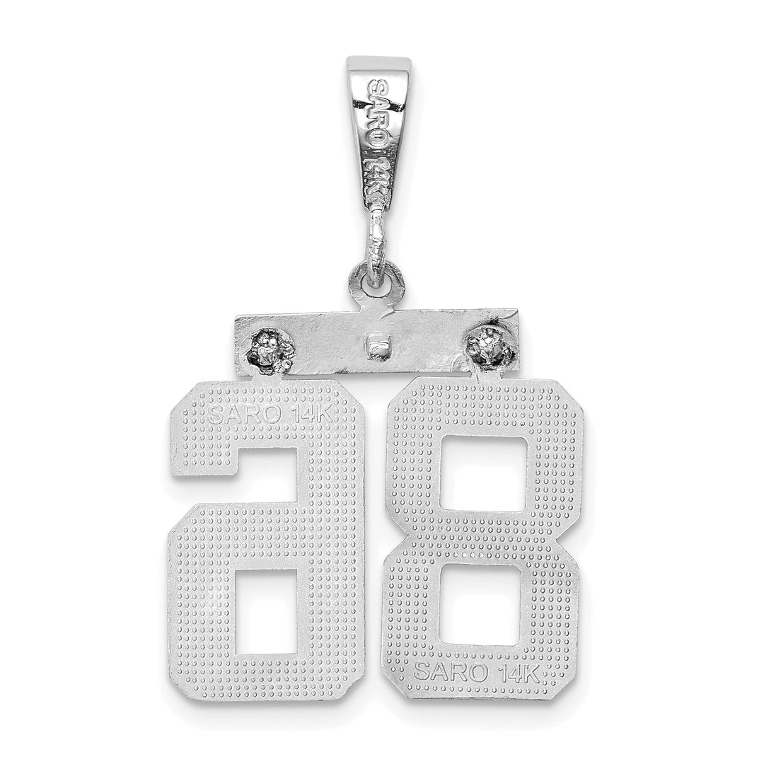 14k White Gold Polished Finish Medium Size Number 86 Charm Pendant