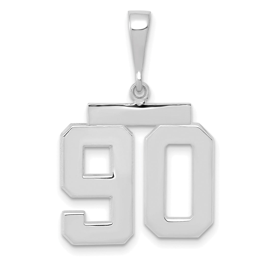 14k White Gold Polished Finish Medium Size Number 90 Charm Pendant