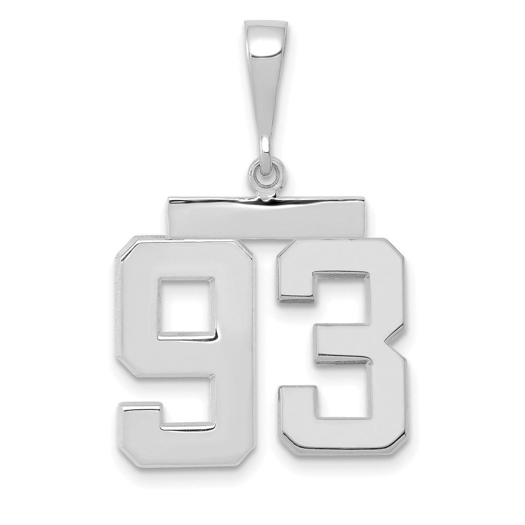 14k White Gold Polished Finish Medium Size Number 93 Charm Pendant