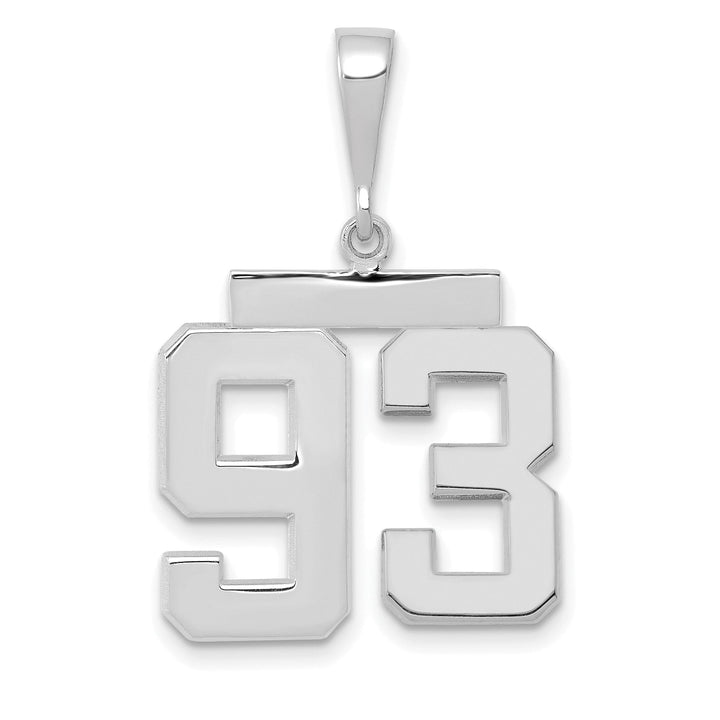 14k White Gold Polished Finish Medium Size Number 93 Charm Pendant