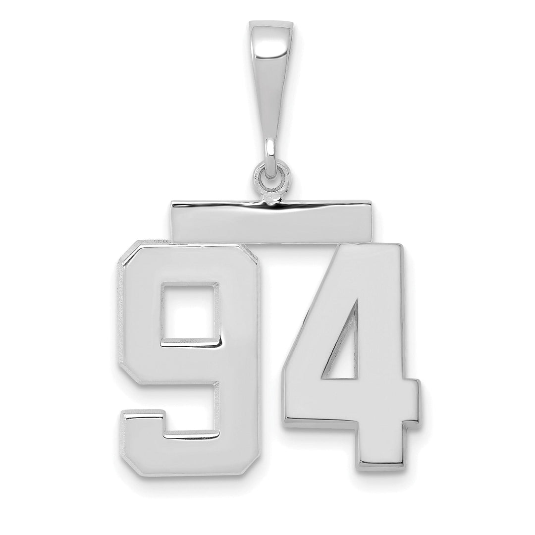 14k White Gold Polished Finish Medium Size Number 94 Charm Pendant