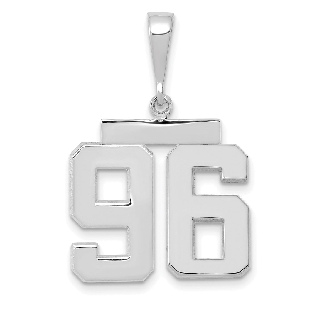 14k White Gold Polished Finish Medium Size Number 96 Charm Pendant