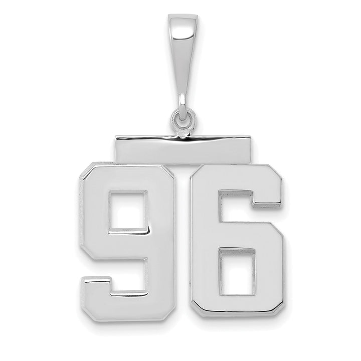 14k White Gold Polished Finish Medium Size Number 96 Charm Pendant