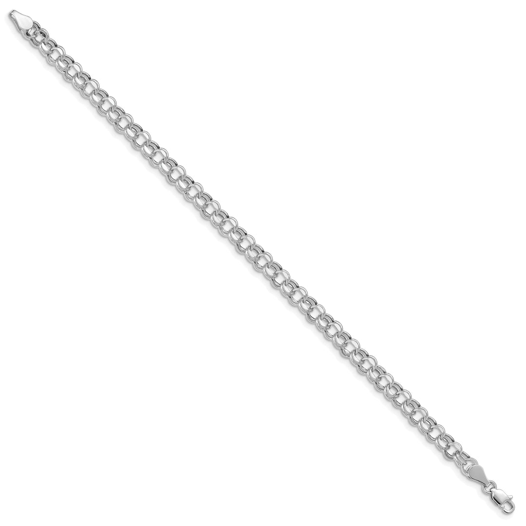 14K White Gold Charm Bracelet - Diamond Cut, 5-MM Wide Link, 7.25-inch