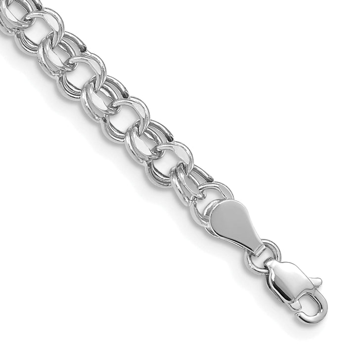 14K White Gold Charm Bracelet - Diamond Cut, 5-MM Wide Link, 8.25-inch