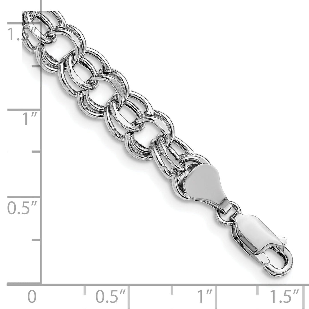 14K White Gold Charm Bracelet - Diamond Cut, 7.5-MM Wide Link, 8.25-inch