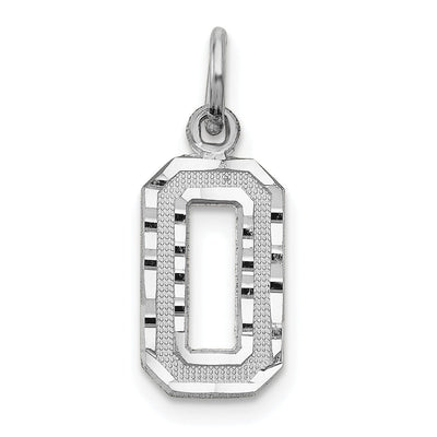 14k White Gold Small Size Diamond Cut Texture Finish Number 0 Charm Pendant at $ 67.95 only from Jewelryshopping.com