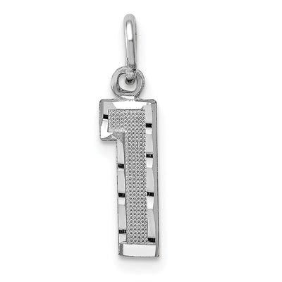 14k White Gold Small Size Diamond Cut Texture Finish Number 1 Charm Pendant at $ 44.29 only from Jewelryshopping.com