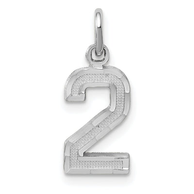14k White Gold Small Size Diamond Cut Texture Finish Number 2 Charm Pendant at $ 59.72 only from Jewelryshopping.com