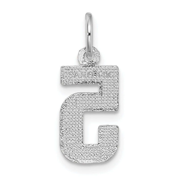 14k White Gold Small Size Diamond Cut Texture Finish Number 5 Charm Pendant
