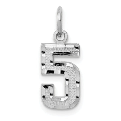 14k White Gold Small Size Diamond Cut Texture Finish Number 5 Charm Pendant at $ 75.17 only from Jewelryshopping.com