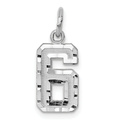 14k White Gold Small Size Diamond Cut Texture Finish Number 6 Charm Pendant at $ 75.17 only from Jewelryshopping.com
