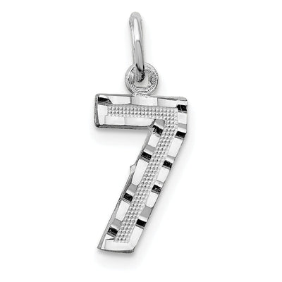 14k White Gold Small Size Diamond Cut Texture Finish Number 7 Charm Pendant at $ 49.42 only from Jewelryshopping.com