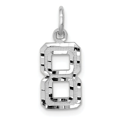 14k White Gold Small Size Diamond Cut Texture Finish Number 8 Charm Pendant at $ 66.93 only from Jewelryshopping.com