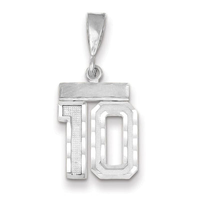 14k White Gold Small Size Diamond Cut Texture Finish Number 10 Charm Pendant at $ 172.98 only from Jewelryshopping.com