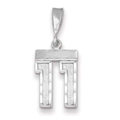 14k White Gold Small Size Diamond Cut Texture Finish Number 11 Charm Pendant at $ 120.48 only from Jewelryshopping.com