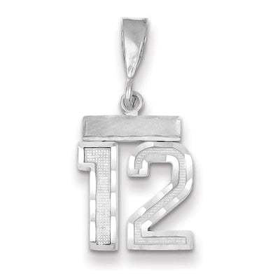 14k White Gold Small Size Diamond Cut Texture Finish Number 12 Charm Pendant at $ 181.22 only from Jewelryshopping.com