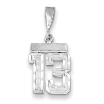14k White Gold Small Size Diamond Cut Texture Finish Number 13 Charm Pendant at $ 147.25 only from Jewelryshopping.com