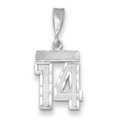 14k White Gold Small Size Diamond Cut Texture Finish Number 14 Charm Pendant at $ 148.27 only from Jewelryshopping.com