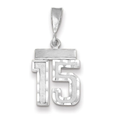 14k White Gold Small Size Diamond Cut Texture Finish Number 15 Charm Pendant at $ 174.01 only from Jewelryshopping.com