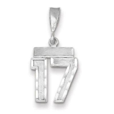 14k White Gold Small Size Diamond Cut Texture Finish Number 17 Charm Pendant at $ 152.39 only from Jewelryshopping.com