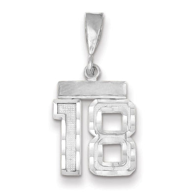 14k White Gold Small Size Diamond Cut Texture Finish Number 18 Charm Pendant at $ 170.92 only from Jewelryshopping.com