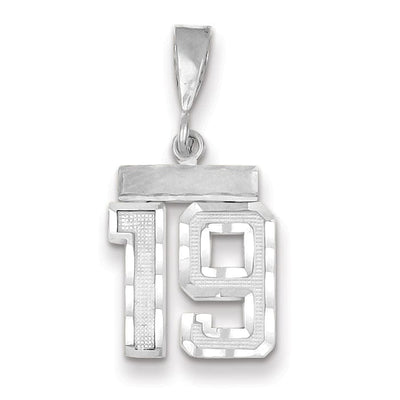 14k White Gold Small Size Diamond Cut Texture Finish Number 19 Charm Pendant at $ 141.07 only from Jewelryshopping.com