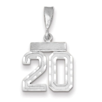 14k White Gold Small Size Diamond Cut Texture Finish Number 20 Charm Pendant at $ 175.03 only from Jewelryshopping.com