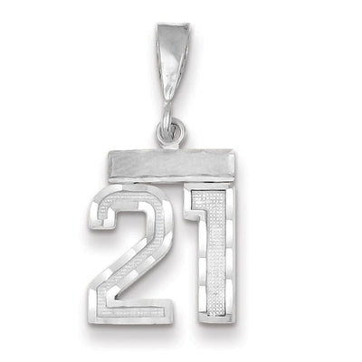 14k White Gold Small Size Diamond Cut Texture Finish Number 21 Charm Pendant at $ 151.37 only from Jewelryshopping.com