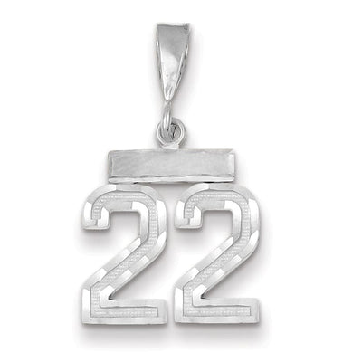 14k White Gold Small Size Diamond Cut Texture Finish Number 22 Charm Pendant at $ 162.69 only from Jewelryshopping.com