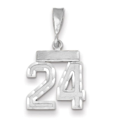 14k White Gold Small Size Diamond Cut Texture Finish Number 24 Charm Pendant at $ 153.43 only from Jewelryshopping.com